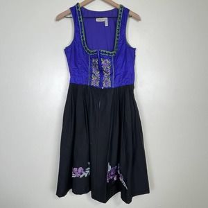 Landhaus Purple Floral Embroidered Dirndl Oktoberfest Halloween Women's Size 36